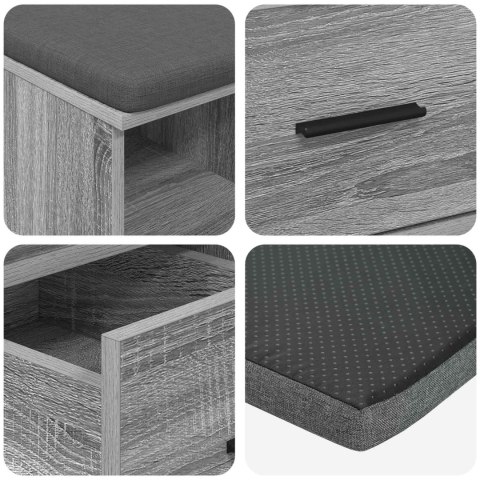 ŁAWKA W PRZEDPOKOJU Z PODUSZKĄ SZARY SONOMA 60X 38X 46CM