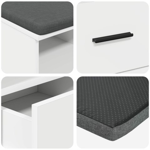 ŁAWKA W PRZEDPOKOJU Z PODUSZKĄ Z SZUFLADĄ BIAŁY 80X 38X 46CM