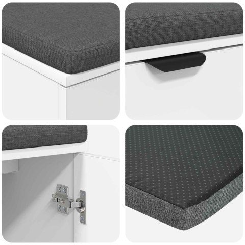 ŁAWKA W PRZEDPOKOJU Z PODUSZKĄ BIAŁY 100X 38X 46CM