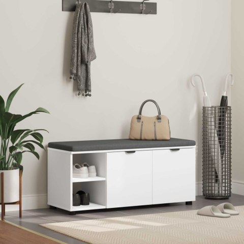 ŁAWKA W PRZEDPOKOJU Z PODUSZKĄ GŁADKI BIAŁY 100X 38X 46CM