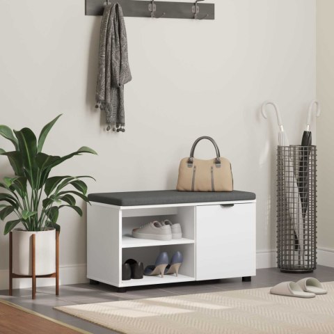 ŁAWKA W PRZEDPOKOJU Z PODUSZKĄ GŁADKI BIAŁY 80X 38X 46CM