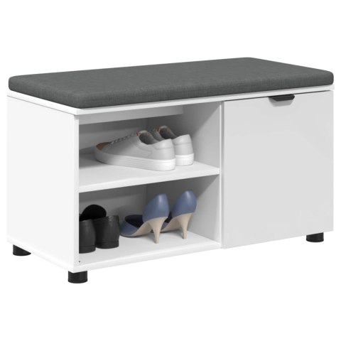 ŁAWKA W PRZEDPOKOJU Z PODUSZKĄ GŁADKI BIAŁY 80X 38X 46CM