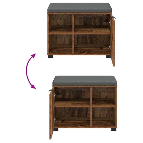 ŁAWKA W PRZEDPOKOJU Z PODUSZKĄ STARE DREWNO 60X 38X 46CM