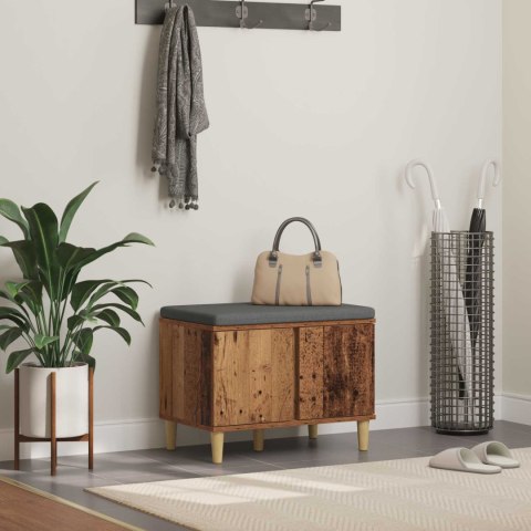 ŁAWKA W PRZEDPOKOJU Z PODUSZKĄ STARE DREWNO 60X 38X 46CM