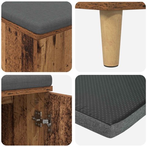 ŁAWKA W PRZEDPOKOJU Z PODUSZKĄ STARE DREWNO 60X 38X 46CM