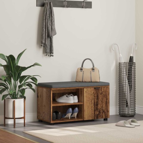 ŁAWKA W PRZEDPOKOJU Z PODUSZKĄ STARE DREWNO 80X 38X 46CM