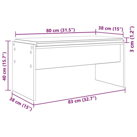 ŁAWKA W PRZEDPOKOJU Z PODUSZKĄ STARE DREWNO 83X 38X 40CM