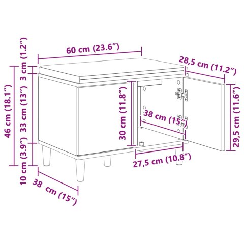 ŁAWKA W PRZEDPOKOJU Z PODUSZKĄ Z DRZWIAMI BIAŁY 60X 38X 46CM