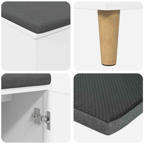 ŁAWKA W PRZEDPOKOJU Z PODUSZKĄ Z DRZWIAMI BIAŁY 60X 38X 46CM