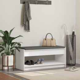 ŁAWKA W PRZEDPOKOJU Z PODUSZKĄ Z PÓŁKĄ BIAŁY 103X 38X 45CM