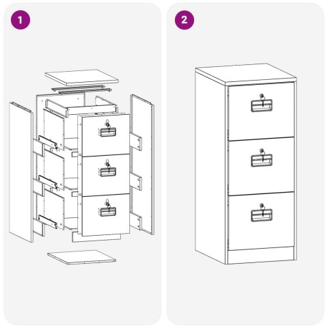 SZAFKA NA DOKUMENTY Z SZUFLADĄ ANTRACYT 44X 50X 106.5CM