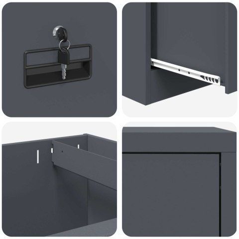 SZAFKA NA DOKUMENTY Z SZUFLADĄ ANTRACYT 44X 50X 106.5CM