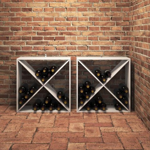 REGAŁ NA WINO 2 PCS BIAŁY 62X 25X 62CM LITE DREWNO SOSNOWE