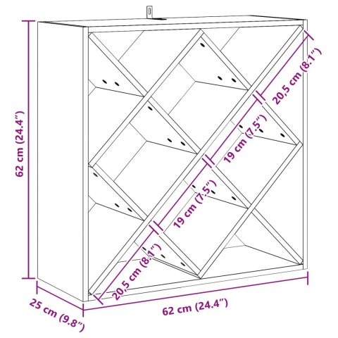 REGAŁ NA WINO 2 PCS NATURALNY 62X 25X 62CM
