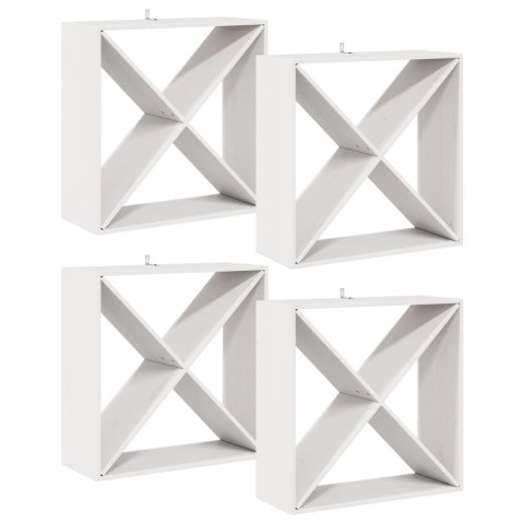 REGAŁ NA WINO 4 PCS BIAŁY 62X 25X 62CM LITE DREWNO SOSNOWE