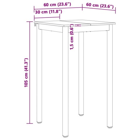 STÓŁ BAROWY BIAŁY 60X60X105CM LITE DREWNO SOSNOWE