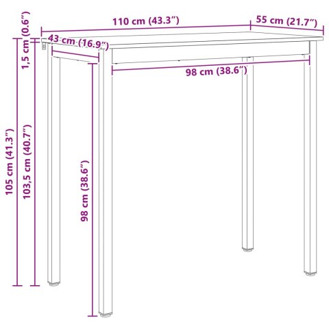 STÓŁ BAROWY NATURALNY 110X55X105CM LITE DREWNO SOSNOWE