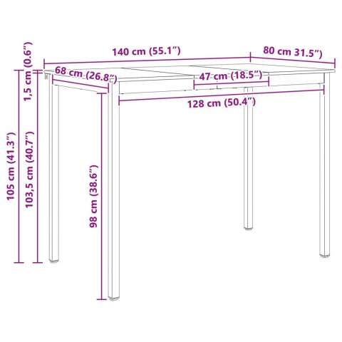 STÓŁ BAROWY NATURALNY 110X55X105CM LITE DREWNO SOSNOWE
