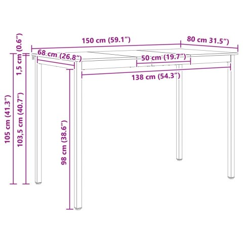 STÓŁ BAROWY NATURALNY 110X55X105CM LITE DREWNO SOSNOWE