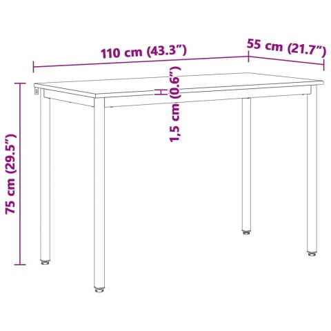 STÓŁ JADALNY BIAŁY 110X55X75CM LITE DREWNO SOSNOWE