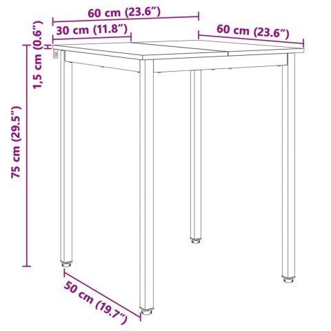 STÓŁ JADALNY BIAŁY 60X60X75CM LITE DREWNO SOSNOWE