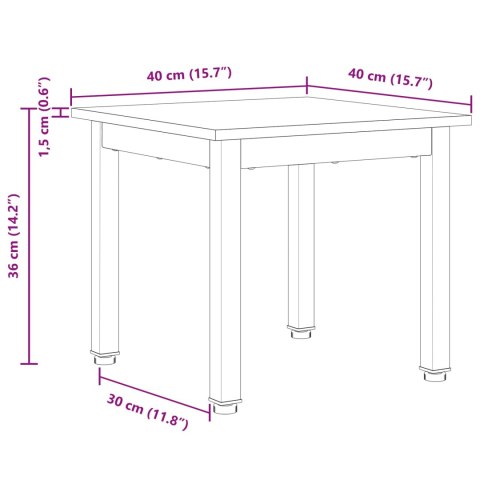 STOLIK KAWOWY BIAŁY 40X 40X 36CM LITE DREWNO SOSNOWE