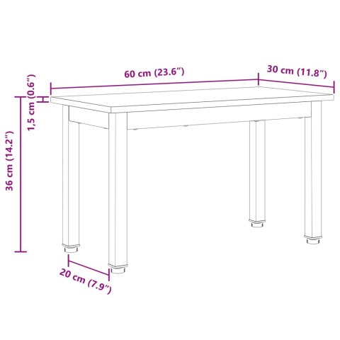 STOLIK KAWOWY BIAŁY 60X 30X 36CM LITE DREWNO SOSNOWE
