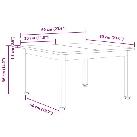 STOLIK KAWOWY BIAŁY 60X 60X 36CM LITE DREWNO SOSNOWE