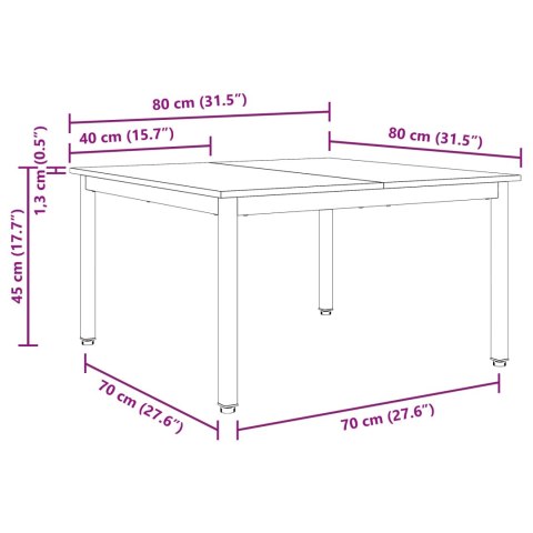 STOLIK KAWOWY BIAŁY 80X 80X 45CM LITE DREWNO SOSNOWE