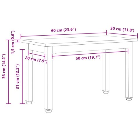 STOLIK KAWOWY NATURALNY 60X 30X 36CM LITE DREWNO SOSNOWE