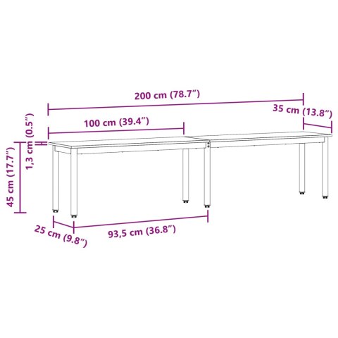 ŁAWKA BIAŁY 200X 35X 45CM LITE DREWNO SOSNOWE