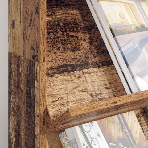 REGAŁ NA GAZETY Z PÓŁKĄ STARE DREWNO 70X 41X 126CM