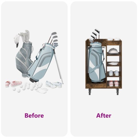 SZAFKA GOLFOWA Z KOŁEM GŁADKI DĄB WĘDZONY 65X 45X 98CM