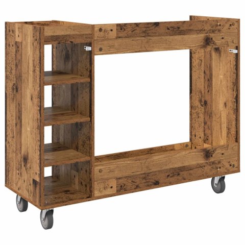 SZAFKA GOLFOWA Z KOŁEM GŁADKI STARE DREWNO 120X 45X 98CM