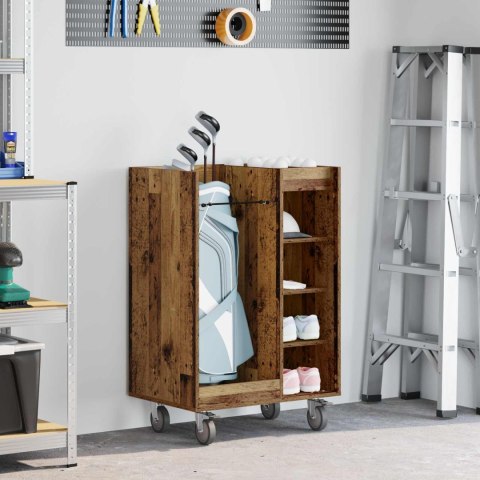 SZAFKA GOLFOWA Z KOŁEM GŁADKI STARE DREWNO 65X 45X 98CM