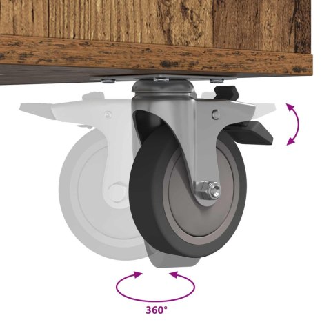 SZAFKA GOLFOWA Z KOŁEM GŁADKI STARE DREWNO 90X 45X 98CM