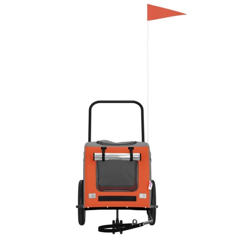 PRZYCZEPKA ROWEROWA DLA ZWIERZĄT POMARAŃCZOWY I SZARY