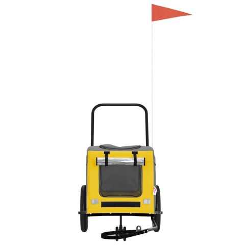 PRZYCZEPKA ROWEROWA DLA ZWIERZĄT ŻÓŁTY I SZARY 125X53X54CM