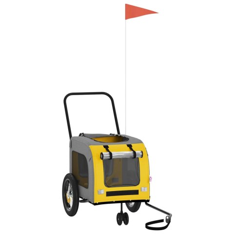 PRZYCZEPKA ROWEROWA DLA ZWIERZĄT ŻÓŁTY I SZARY 125X53X54CM