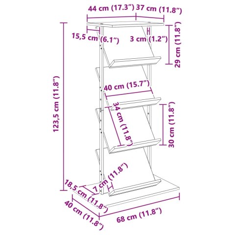 REGAŁ NA GAZETY Z PÓŁKĄ DĄB SONOMA 68X 40X 123.5CM