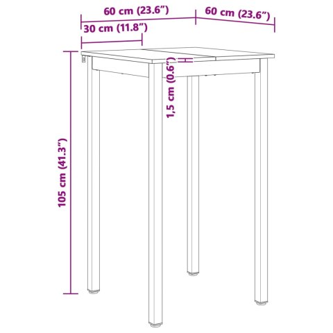 STÓŁ BAROWY NATURALNY 60X60X105CM LITE DREWNO SOSNOWE