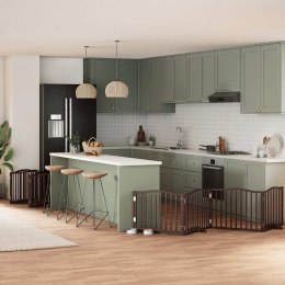 SKŁADANA BRAMKA DLA PSA Z DRZWIAMI 12 PANELI BRĄZOWA 960CM