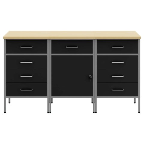 SZAFKA ROBOCZA Z SZUFLADĄ 3 SZT. CZARNY I SZARY 150X 55X 85CM