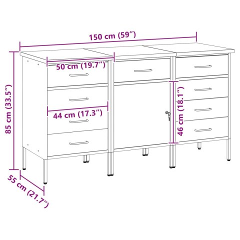 SZAFKA ROBOCZA Z SZUFLADĄ 3 SZT. CZARNY I SZARY 150X 55X 85CM