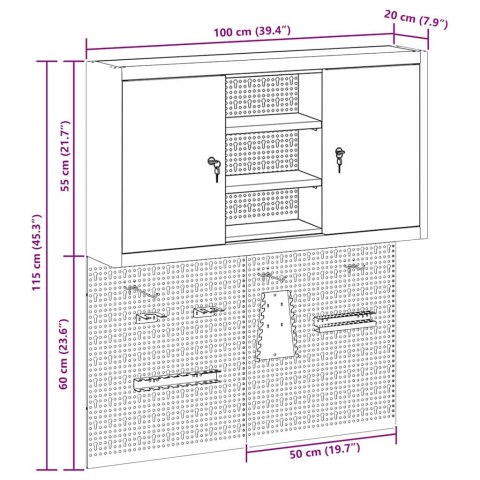 ZESTAW SZAFEK NARZĘDZIOWYCH Z PÓŁKĄ Z BLOKADĄ 3 PCS CZARNY