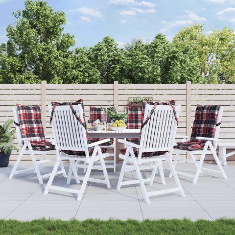 PODUSZKI NA KRZESŁA Z WYSOKIM OPARCIEM 6 SZT. CZERWONA KRATA