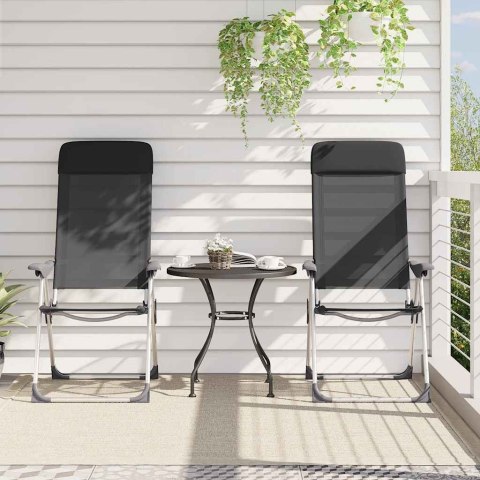 SKŁADANE KRZESŁA TURYSTYCZNE 2 SZT. CZARNE ALUMINIOWE