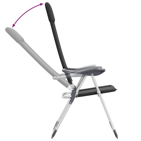 SKŁADANE KRZESŁA TURYSTYCZNE 2 SZT. CZARNE ALUMINIOWE