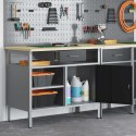 STÓŁ WARSZTATOWY Z SZUFLADĄ CZARNY I SZARY 100X55X85CM