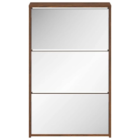 SZAFKA NA BUTY LUSTRO I 3 SZUFLADY BRĄZOWY DĄB 63X17X102,5CM